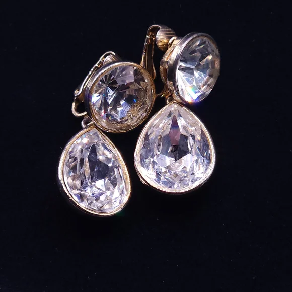 Kenneth Jay Lane Gold and Silver Crystal Earrings - Picture 5 of 14